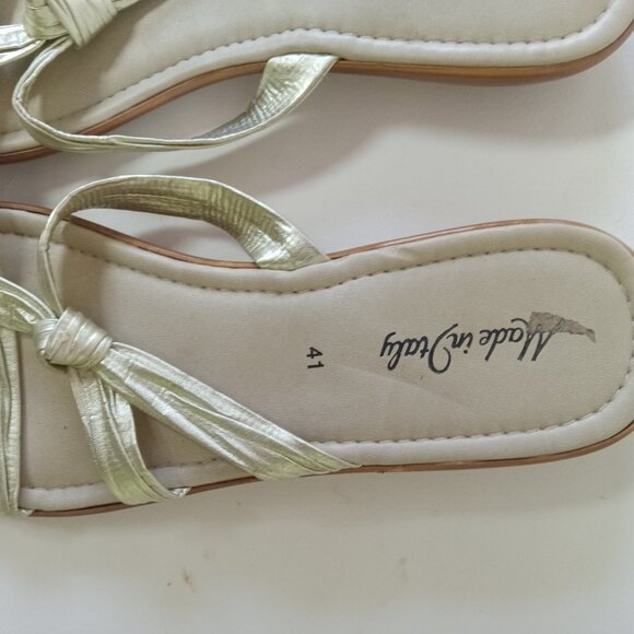 Made In Italy Gold Twist Slip On Sandals Women's Size 10 Euro 41 - Picture 7 of 10